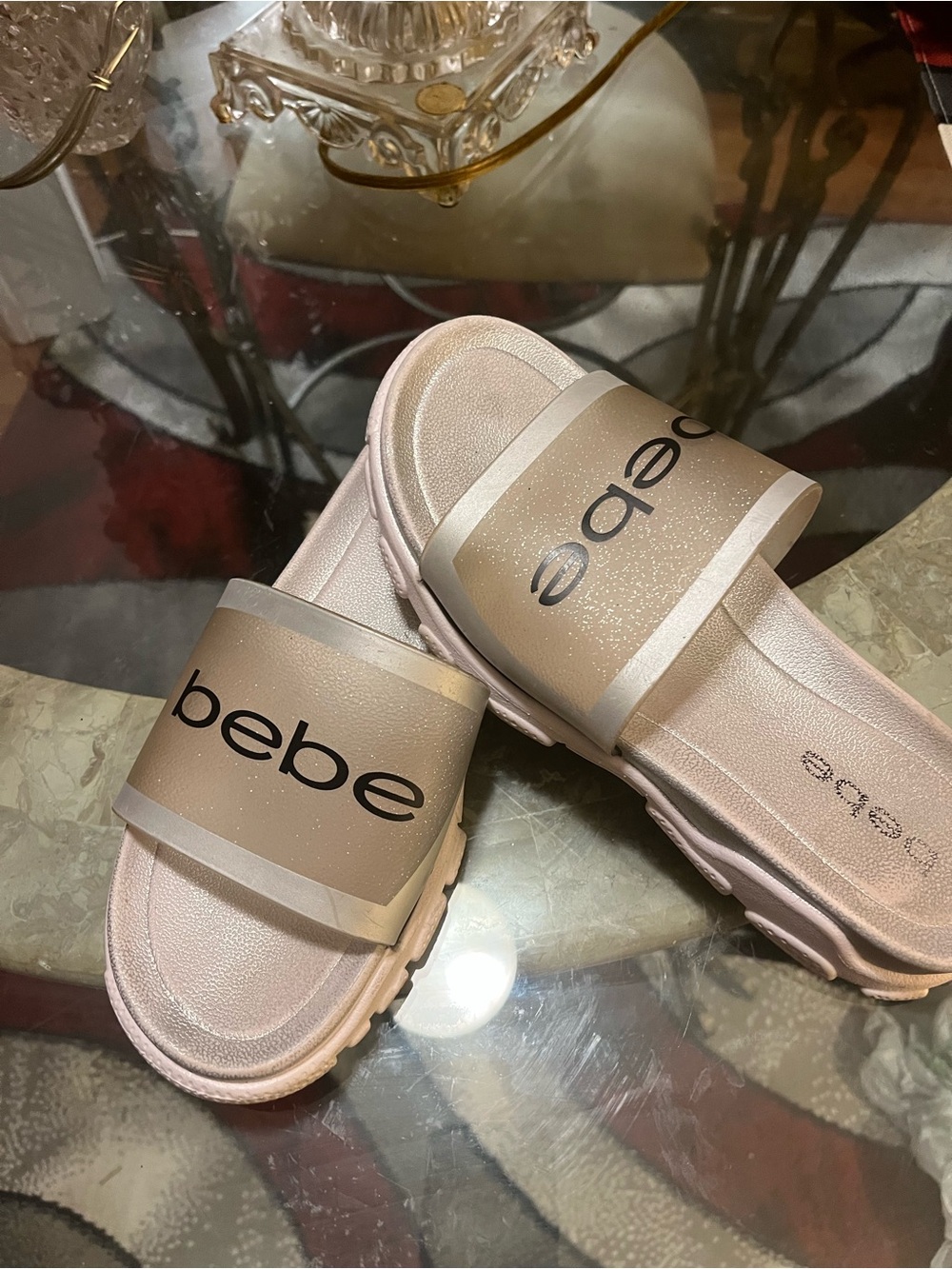 ๐BeBe๐ Women's Silver/Grey Slide Sandals - Picture 3 of 5